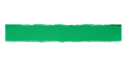 Abstract torn vibrant green paper banner with ragged edges on transparant background for unique text or message insertion