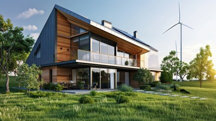 Smart Eco House with Solar Panels – Sustainable Living of the Future