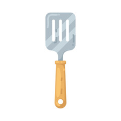 Illustration of Metal Kitchen Spatula with Wooden Handle