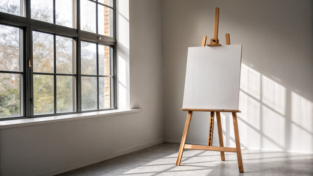 art easel with blank canvas