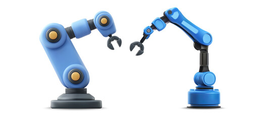 D Robotic Arms with Grippers Industrial Automation Isolated