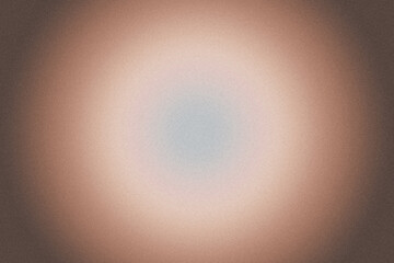 Abstract sphere. Radial grainy gradient background. Brown, beige and blue colors