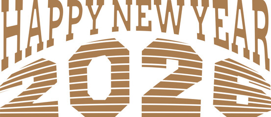 Happy new year 2023 with gold stripes and festive design