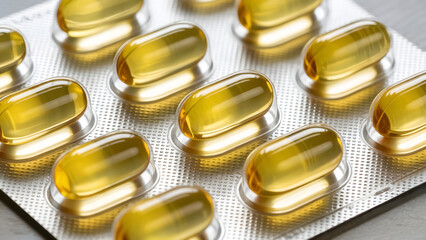 Boost your health with these golden Omega 3 capsules for a vibrant lifestyle and improved well-being