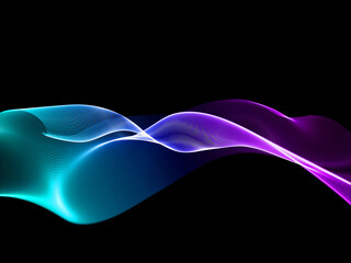 3D flowing particles design background - network communications