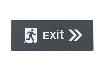 Obraz premium Essential directional exit sign for emergency evacuation guidance with clear running person symbol and prominent arrows on a dark background