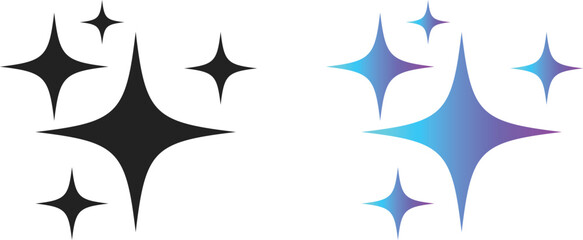 Generative AI logo icon set. Artificial Intelligence Creation symbol. Ai generate icons collection. magic sparkle stars symbol