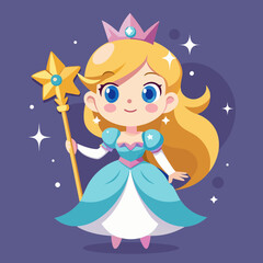Fantasy Princess Character with Magic Wand Art