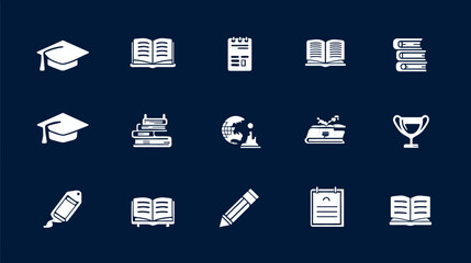 Hand drawn academic and educational icon set illustration.