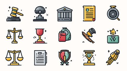 Legal Icons - Justice, Law, and Court Symbols.