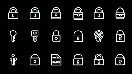 Minimalist security and protection line icon collection vector set.