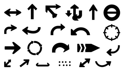 Set of vector arrow icons for web design and direction symbols collection