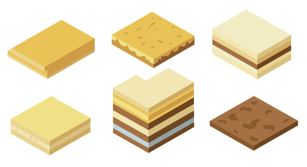 Isometric layers assorted cake designs and dessert inspirations