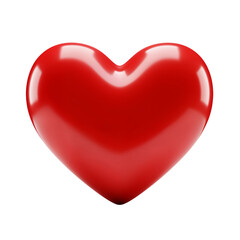 Fototapeta premium Glossy red heart shape symbol of love romance and affection graphic element isolated on transparent background
