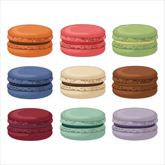colorful French macaron with delicate texture vector art isolated on white background