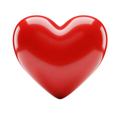 Shiny red heart symbol realistic 3d rendering isolated object for romance and love isolated on transparent background