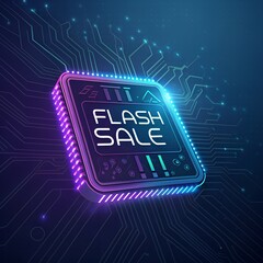 Cyber Monday Badge with Futuristic 3D Vector Design, Glowing Blue and Purple Gradient, and Digital Flash Sale Text