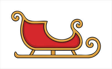 Christmas sleigh with metallic gold accents vector art isolated on white background