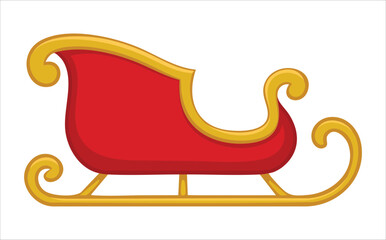 Christmas sleigh with metallic gold accents vector art isolated on white background