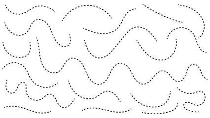 Hand drawn curve dotted line . dashed hand drawn squiggle loopy line set . vector icon