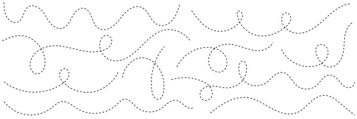 Hand drawn curve dotted line . dashed hand drawn squiggle loopy line set . vector icon