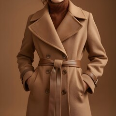 Elegant Camel Coat Video with Brown Turtleneck Background
