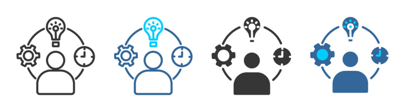 Skills icon set multiple style collection	
