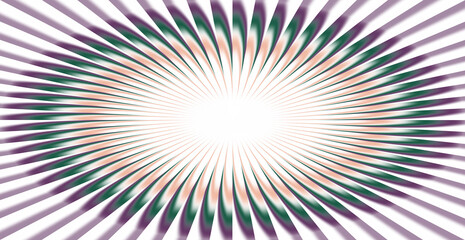 Abstract radial burst pattern with purple and green stripes