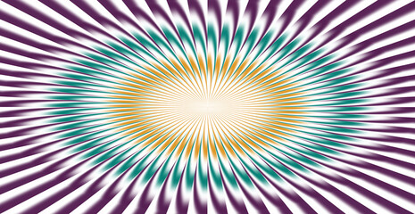 Intricate abstract radial pattern with purple, teal, and gold