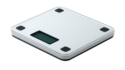 Digital bathroom scale with glass platform modern weight measuring device health fitness equipment and smart display isolated on white background