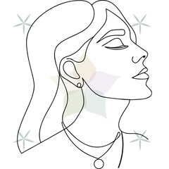 Minimalist continuous line art a woman's profile with closed eyes subtle abstract beauty single lineart