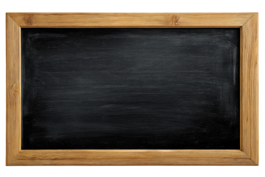 Empty blackboard in a light brown wooden frame