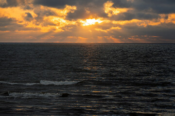 Clouds in sky above Baltic sea, Liepaja, Latvia.