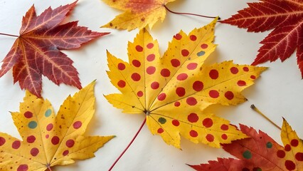 Maple leaves with polka dots