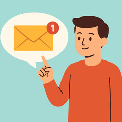 cartoon white bubble with email notice. flat simple style trend modern e-mail logotype graphic design isolated on blue background. concept of you've got mail and full inbox or mailbox symbol © SHAILA