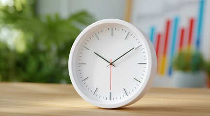 Modern Minimalist Clock on Wooden Table