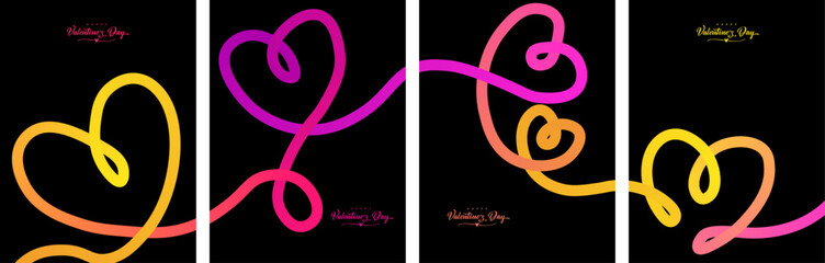 Love gradient heart shapes with a modern vector love poster design. Featuring vibrant gradients and romantic elements, perfect for Valentine’s Day cards, wedding invitations.