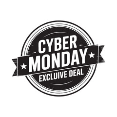 Cyber monday exclusive deal stamp with stars and grunge texture