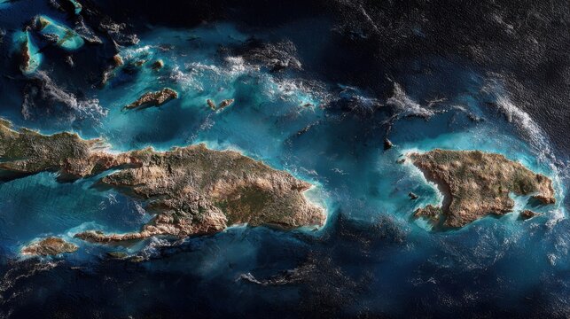 aerial view vibrant tropical ocean islands
- - Powered by Adobe