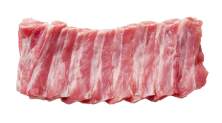 Raw pork ribs, stacked and ready to cook