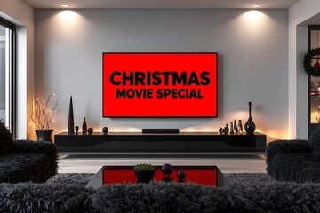 A Special Christmas Movie airing on a large smart Tv on Christmas Eve.