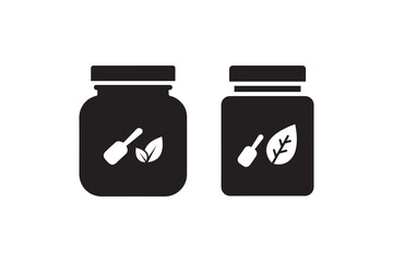 Herbal supplement jar silhouette icon illustration