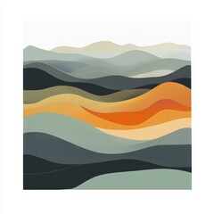 Serene and Minimalist Hilly Landscape in Muted Pastel Colors with Flowing Curves Layers and Abstract Patterns  Peaceful and Calming Digital or Wallpaper Design
