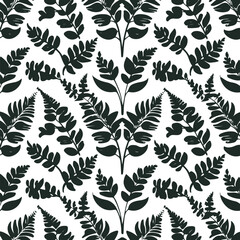 Fototapeta premium Bold line art of a fern leaf repeating pattern 1