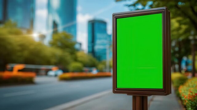 City billboard with green screen ready for your advertising campaign, perfect for urban marketing and modern advertising ideas