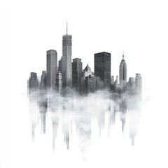 Fototapeta premium Stylized modern urban skyline with simplified building silhouettes in neutral gray tones creating a minimalist contemporary