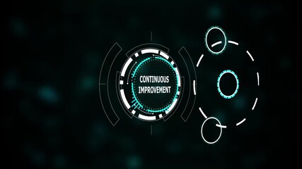 Futuristic digital interface displays continuous improvement , Futuristic digital interface and continuous innovation concept, Artificial intelligence and business growth. - Powered by Adobe