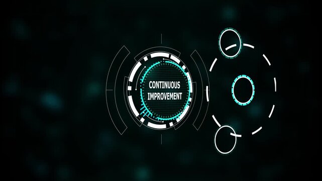 Futuristic digital interface displays continuous improvement , Futuristic digital interface and continuous innovation concept, Artificial intelligence and business growth. - Powered by Adobe