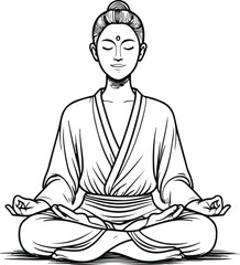 Bold line art of a person meditating in lotus pose 3
