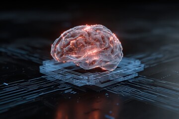 Innovative digital brain reflecting connection between technology and human cognition